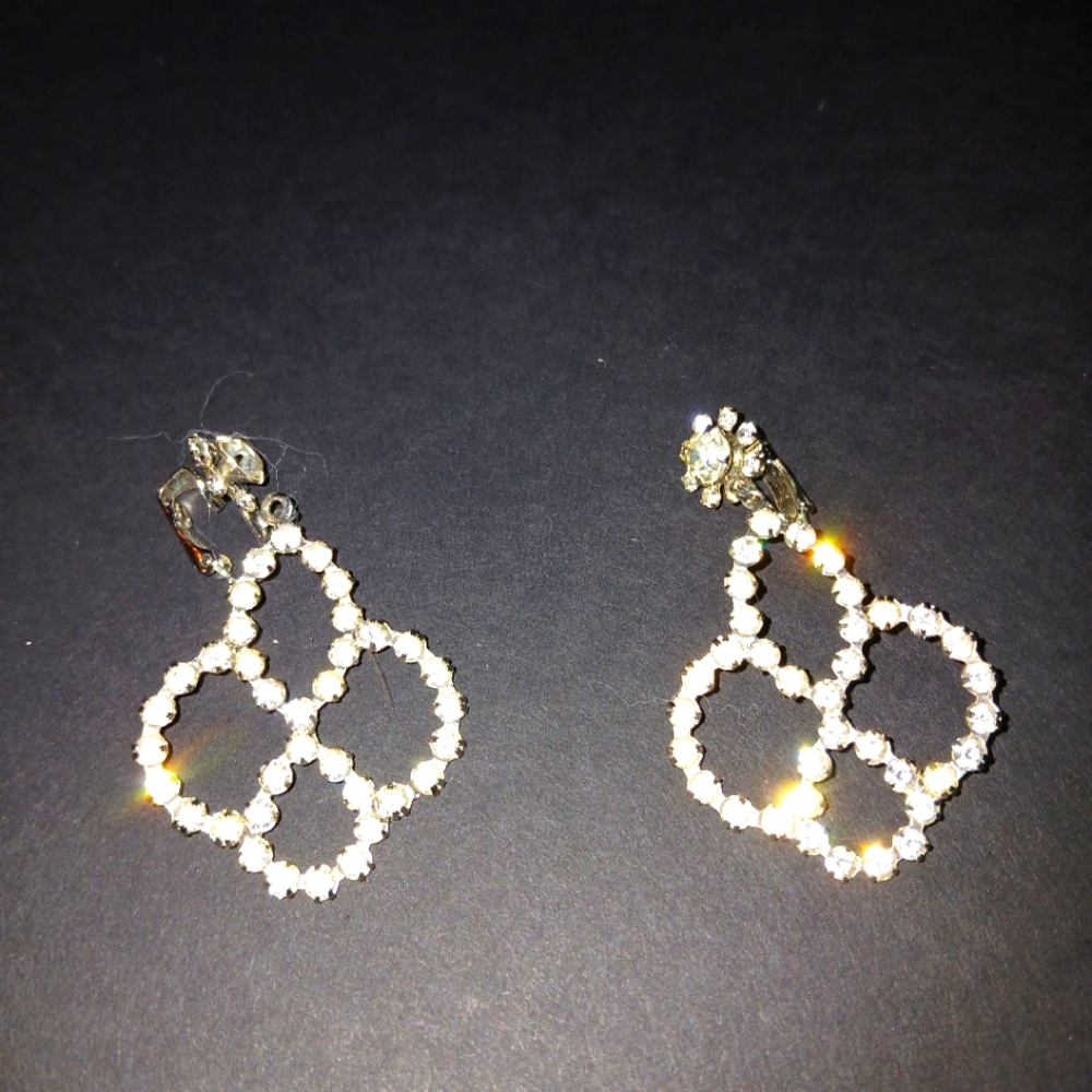 Crystal Rhinestone Clip On Earrings